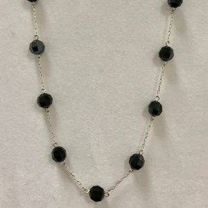 Simply Fun Black Beads on Silver Chain Choker